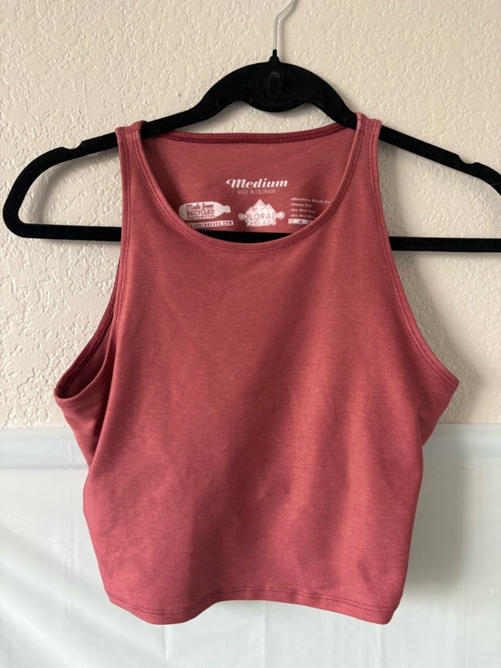 Women's Racerback Crop Tank in Dusty Rose